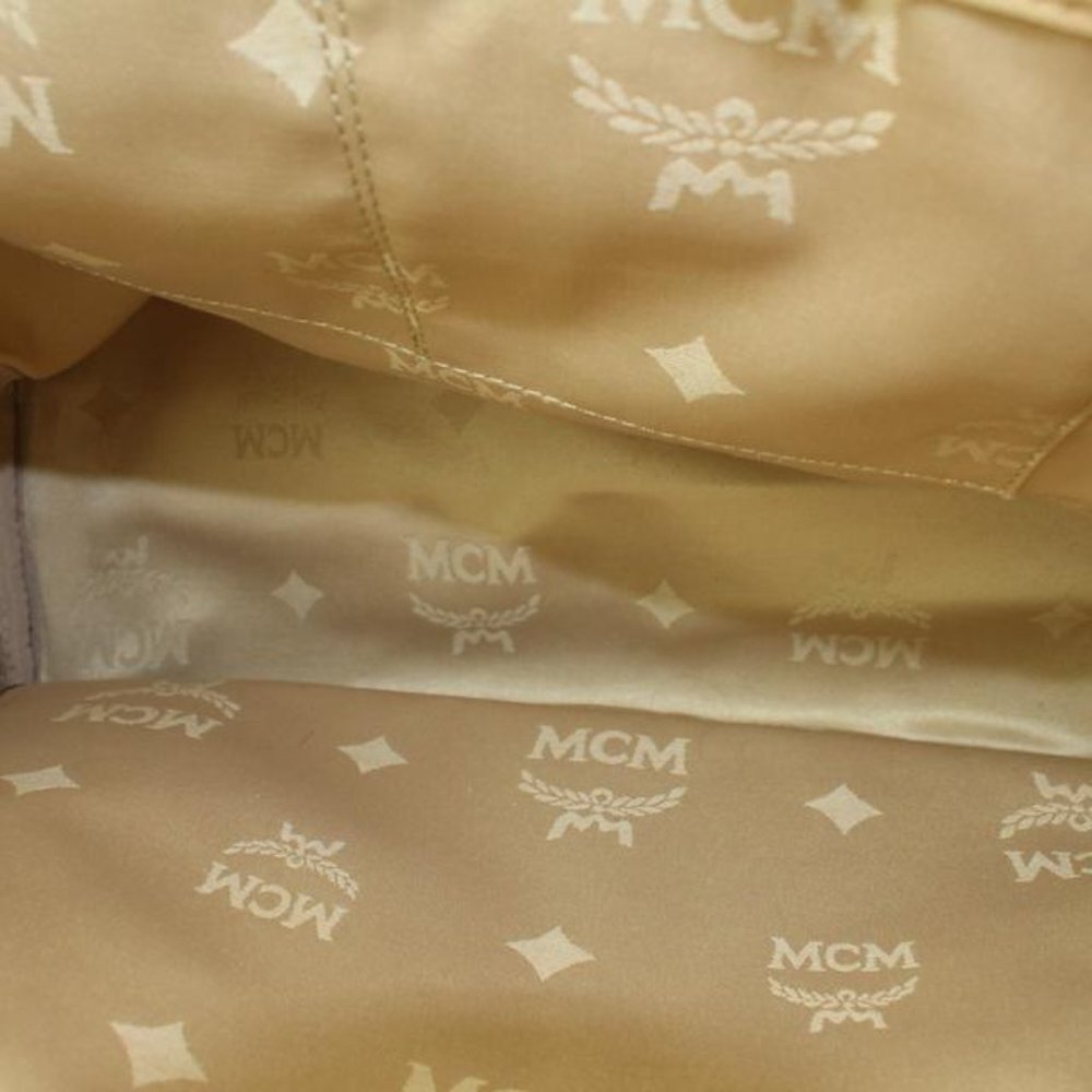 MCM Beige Monogram Visetos Logo Medium Studded Stark Backpack 921mcm73 - Picture 9 of 12